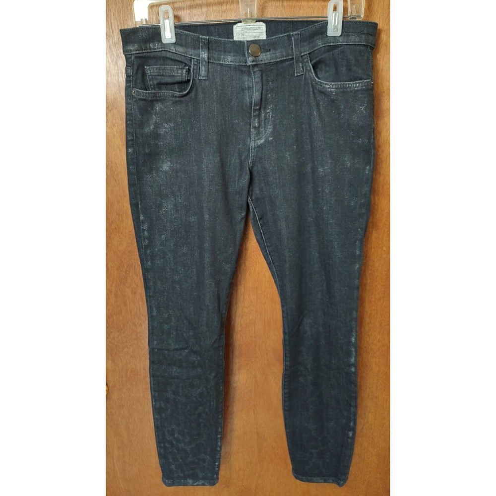 Current Elliott size 30 Stiletto Highland Leopard skinny black jeans ankle crop